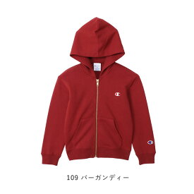 正規取扱店【12%OFF/2023秋冬】 Champion チャンピオン キッズ ジップフーデッドスウェットシャツ ZIP HOODED SWEATSHIRT ジップパーカー フルジップ ワンポイント 刺繍 男の子 女の子 男女兼用 綿100％ 裏毛 フード 子供 部屋着 ブランド CK-Y102