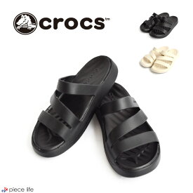 【P3倍】 正規取扱店 【2024春夏新作】Crocs クロックス サンダル GETAWAY STRAPPY ゲッタウェイ ストラッピー レディース 春 夏 秋 ブラック スタッコ 22cm-26cm 209587