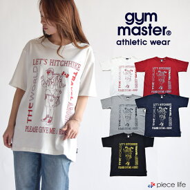 【20%OFF/ ラスト1】ジムマスター tシャツ レディース gym master Tシャツ HITCHHIKE ロゴ ビッグ Tee G233685 イラストT ロゴT T-shirt ロゴ プリントT 発砲プリント コットン カラフル シンプル ベージック おじT カジュアル アウトドア 吸汗速乾 UVカット 透け防止