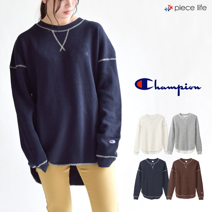 楽天市場 チャンピオン Tシャツ 長袖 Champion ラウンドヘムシャツ コットン100 キャンパス ワンポイント シンプルt 無地 メンズ レディース ユニセックス 男女兼用 トップス 長袖tシャツ 配色ステッチ C3 S023 新作 Piece Life ピースライフ