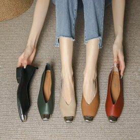 レディース フラットシューズ 羊革 パンプス ローヒールパンプス 歩きやすい スクエアトゥ バレエシューズ らくちん 痛くない スリッポン 走れる 立ち仕事 靴 パンプス 疲れない ローヒール 痛くない ぺたんこ 歩きやすい 長時間 柔らかい 大きいサイズ