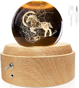 オルゴール クリスタル ボール ユニコーン 星座 クリスマス ギフト スノーオルゴール 誕生日プレゼント 月のランプ 間接照明 LEDライトミュージックボール インテリア 置物 オブジェ 癒しグ