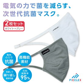 【2枚セット】 PIECLEX MASK 次世代抗菌マスク 電気の力で抗菌 消臭 繰り返し洗える 清潔 布マスク 花粉症 対策 3D 立体型 密着 抗菌剤不使用 ポリ乳酸 PLA 植物由来 サステナブル ホワイト グレー ナノフロント 武井壮 テイジン 村田製作所 ピエクレックス (1C)