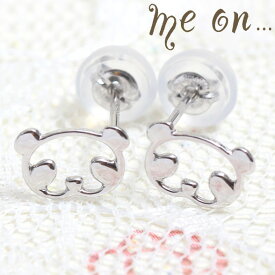 me on... ピアス レディース K10金ホワイトゴールド パンダフェイスモチーフ 動物 ぱんだ ラブリー 面白ピアス メール便送料無料 プレゼント 春夏秋冬 大人気 あす楽