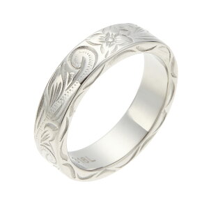 リング レディース メンズ サージカルステンレス製 ハワイアンジュエリー お肌に優しい 低金属アレルギー対応 トラベルジュエリー ハワジュ スクロール プルメリア シンプル おしゃれ 綺麗