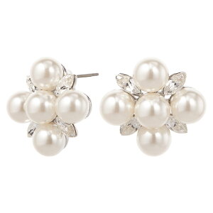 ピアス レディース 24K チタン製ポスト フェイクパール ラインストーン シンプル 日本製 金属アレルギー対応 ノーニッケル ニッケルフリー 小さめ フォーマル 普段使い 24karats シルバー ゴー