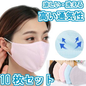 夏用マスク 冷感マスク レディース メンズ クールマスク 10枚セット ホワイト ブルー ピンク 洗える 繰り返し使える 涼しい UVカット 通気性