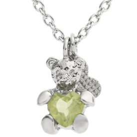 ネックレス レディース シルバー925 天然石 誕生石 ハートシェイプカット 選べるカラー クマ ハート アズキチェーン かわいい くま 熊 おしゃれ ギフト プレゼント 贈り物 記念日 誕生日 メール便送料無料