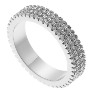 リング レディース 真鍮製 ラインストーン キュービックジルコニア 3列 フルエタニティリング ゴージャス シンプル 大ぶり ボリューム 上品 おしゃれ ゴージャス 記念日 誕生日 指輪 プレゼ