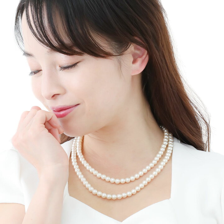 楽天市場】ネックレス レディース パール 真珠 2連 ロングネックレス 