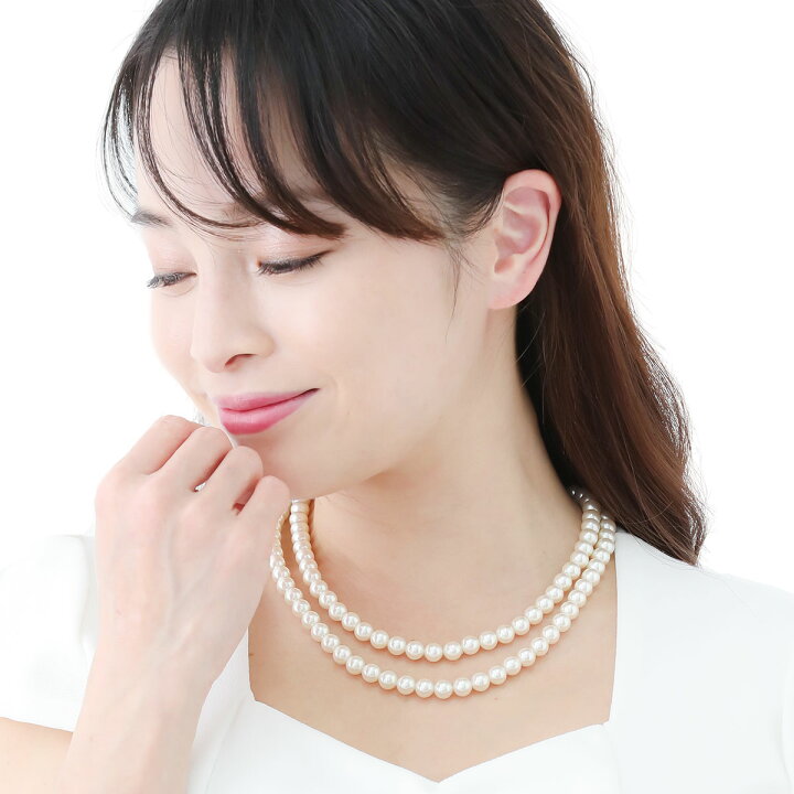 楽天市場】ネックレス レディース パール 真珠 2連 ロングネックレス 