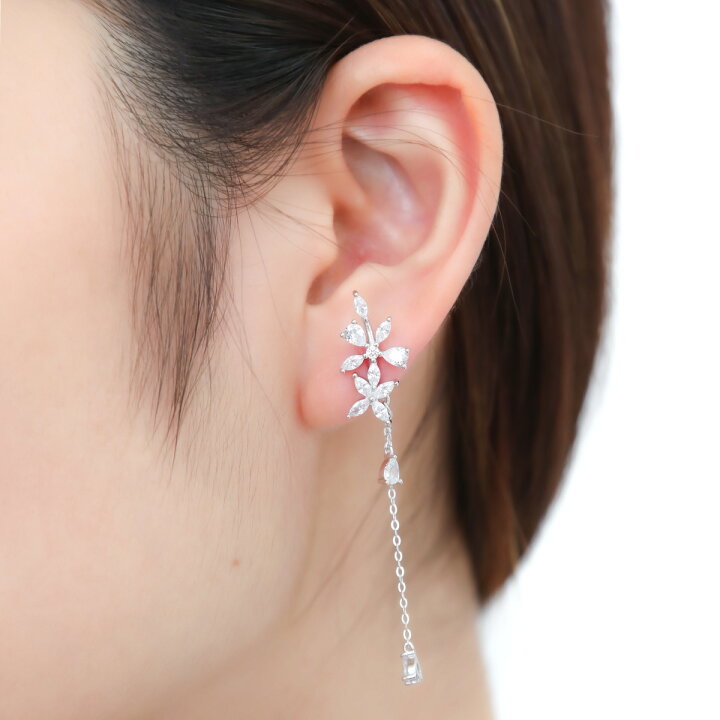 楽天市場】ピアス レディース シルバー925 キュービックジルコニア 花 