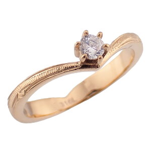 リング レディース サージカルステンレス316L製 ハワイアンジュエリー ハワジュ 1粒石 ワンストーン V字 華奢 細身 スクロール 波 お肌に優しい 金属アレルギー対応 金アレ 上品 かわいい 誕