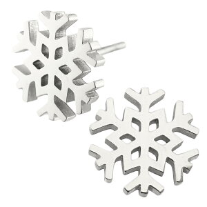 ピアス つけっぱなし レディース サージカルステンレス製 雪の結晶 スノーフレーク シンプル フレーム お肌に優しい 金属アレルギー対応 金アレ 上品 かわいい 大人可愛い 誕生日 記念日 プ