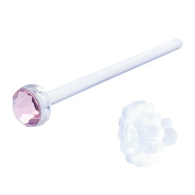 ガラスピアス ピアス つけっぱなし 金属アレルギー対応 リテーナー 20G 18G 16G 長さ9mm 11mm 13mm ボディピアス ファーストピアス セカンドピアス 透明 クリア 1個売り 片耳用 福耳用 花形 パーフェクトキャッチ はずれにくい ゲージ ロング ラインストーン