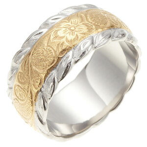 ハワイアンジュエリー ハワジュ リング メンズ 男性用 サージカルステンレス 指輪 彫刻 リーフ スクロール 波 プルメリア 花 かっこいい クール おしゃれ シンプル お肌に優しい 金属アレル