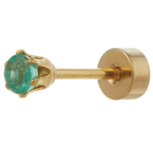 ピアス つけっぱなし レディース メンズ 片耳用 1個売り 日本製 サージカルステンレス製 天然石 3mm 裏ねじ 裏面フラット 軟骨 トラガス 一石 一粒 6本爪 シンプル キラキラ お肌に優しい 金属