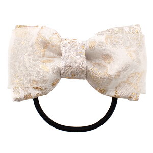 ヘアゴム リボン ヘアアクセサリー レディース 西陣織 金襴 和風 和柄 日本製 織物 ヘアアクセ 髪飾り 髪ゴム 華やか 大人っぽい かわいい オシャレ パーティー 上品 結婚式 誕生日 記念日 プ