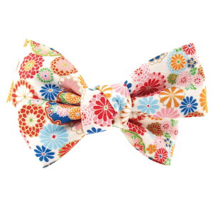 ヘアバレッタ リボン ヘアアクセサリー レディース 和風 和柄 花柄 フラワー柄 モダン 日本製 ヘアアクセ ヘアクリップ 髪飾り 華やか 大きめ 大人っぽい かわいい オシャレ パーティー 結婚