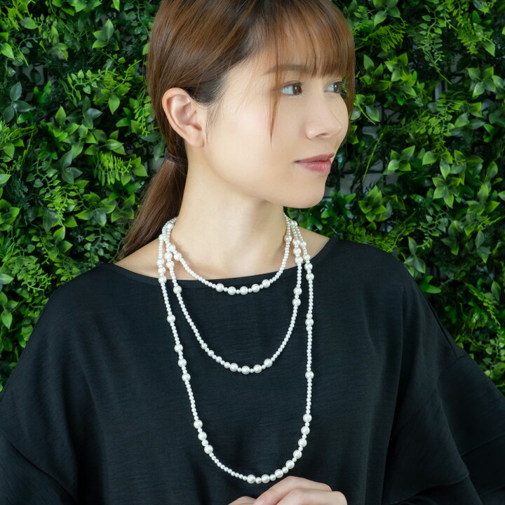 楽天市場】ネックレス レディース パール 3連 3way ロング マグネット 