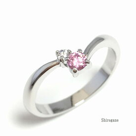 ファッションリング 指輪 V Line レディース 日本製 ピンクキュービック 指が綺麗に見える Vライン 上品