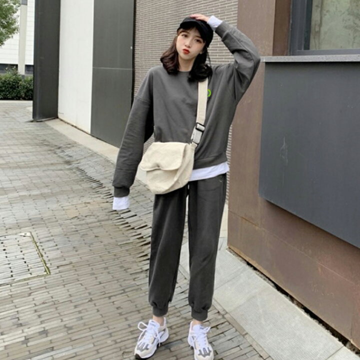 楽天市場 スウェットセットアップ レディース 秋冬 ジャージ 長袖 ロングパンツ ポリエステル ピアス イヤリング カラコンpiena