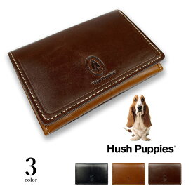 Hush Puppies ハッシュパピー 名刺入れ カードケース パスケース 男性用 リアルレザー バイカラー シンプル ビジネス おしゃれ