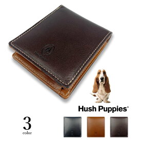 Hush Puppies 二つ折り財布 ショートウォレット 男性用 ハッシュパピー リアルレザー バイカラー 小銭入れ付き シック スタイリッシュ