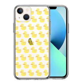スマホケース メンズ レディース iPhone13対応ケース TPU 側面ソフト 背面ハード アヒルとAppleロゴ アヒル柄 クリアケース 黄色