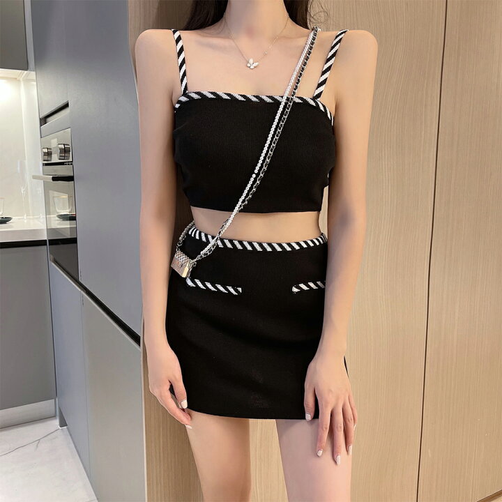 楽天市場】セットアップ レディース 春夏秋冬 ショート丈キャミ ミニ丈 