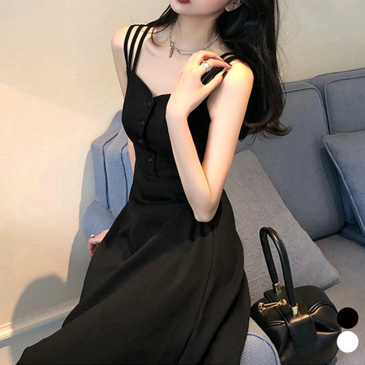 楽天市場】キャミワンピース レディース 春夏 膝丈 3本ストラップ ハイ  