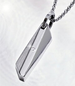 天然ダイヤモンドのシンプルプレートネックレス シルバー天然ダイヤ 316Lサージカルステンレス使用 ギフトに最適 送料無料 送料込み