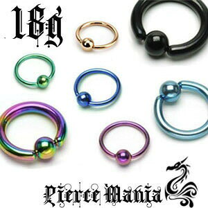 18g★ボディピアス カラーチタン キャプティブビーズリング★チタニウム アイブロー 軟骨ピアス 鼻ピアス トラガス ヘリックス ボディピ ファーストピアス★18ゲージ
