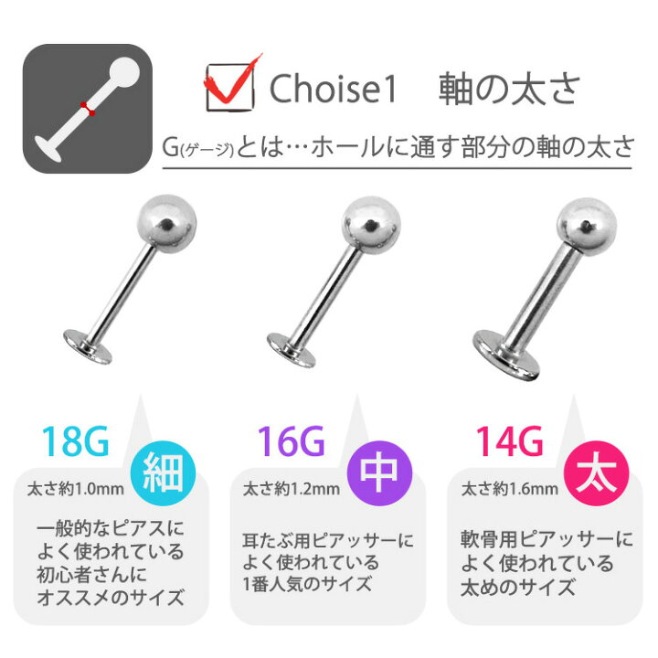 楽天市場】【お買い物マラソン開催中!】ボディピアス 18G 16G 14G つけ  