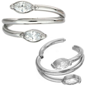 【P5倍★10/25 23:59まで】【ワンタッチで装着】ボディピアス ダブルマーキーズジュエルリング 16G 軟骨ピアス ヘリックス 【30日間お試し期間あり/返品交換保証】