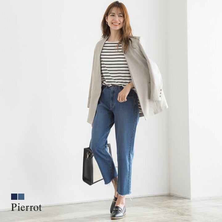 楽天市場 カットオフデニム ジーンズ パンツ デニムパンツ レディース デニム ストレートデニム ストレートパンツ ストレートジーンズ ストレート アンクルパンツ カットオフ カットオフデニム 代 30代 40代 ピエロ Pierrot Md Pierrot ピエロ