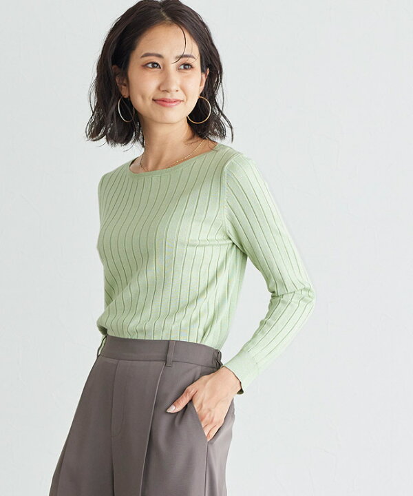 新品・タグ付き＊Aimeine シルク混コンパクトリブニット(ピスタチオ  