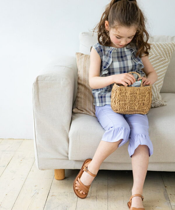 楽天市場 Lulpini Kids チェックフリルノースリーブブラウス キッズ 子供服 チェック ノースリーブ ブラウス フリル セットアップ可能 お揃い 親子コーデ ネイビー 100cm 110cm 1cm 130cm ピエロ 春 Pierrot Pierrot ピエロ