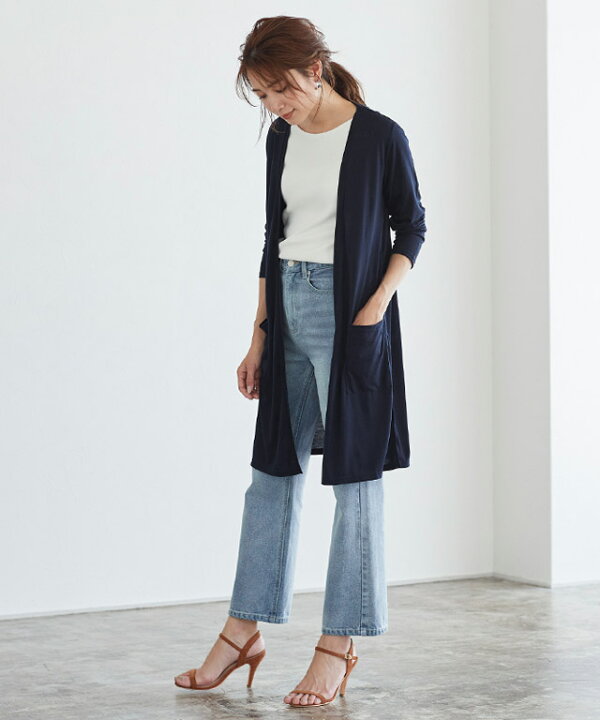 楽天市場 最新作 一部予約 Uvカット裾スリット入り ロングカーディガン Uvカット 裾スリット カーディガン ロングカーデ トッパー Uvカット レディース Pierrot ピエロ Md Pierrot ピエロ