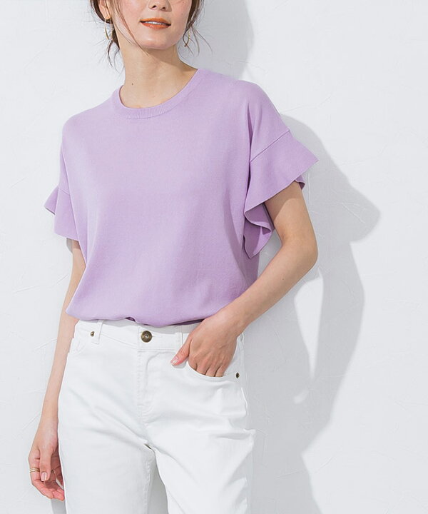 楽天市場 リネンタッチフレアフレンチスリーブニット ニット フレア袖 レーヨン混 サマーニット 洗濯機ok フェミニン きれいめ ゆったり 黒 白 ブルー レディース 夏 ピエロ Pierrot Pierrot ピエロ