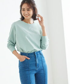 綿100%ドルマンスリーブロングTシャツ ☆ Tシャツ ドルマンスリーブ ロング ロンT トップス 綿100 コットン さらさら 柔らかい ゆったり 無地 リブ 白 シンプル 体型カバー レディース 秋 カットソー ピエロ 【Pierrot】
