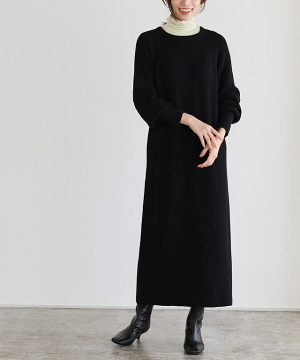楽天市場】【限定price！】パフスリーブロングニットワンピース 