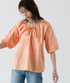 【3/10〜全品10％OFFクーポン】≪アウトレット≫【返品不可】2wayボリュームスリーブブラウス ☆ ブラウス 2way ボリューム袖 リボン フェミニン 半袖 レディース ピエロ 【Pierrot】