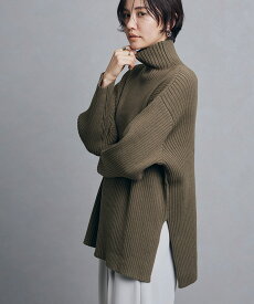 ≪最終SALE！≫[RASW]ハイネックオーバーリブニット ☆ RASW リブニット ハイネック ウール混 ワイドリブ編み サイドスリット オーバーサイズ ピエロ 送料無料