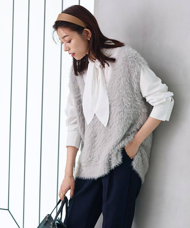 公式】通販 BayBee shaggy knit vest カフェオレ | artfive.co.jp