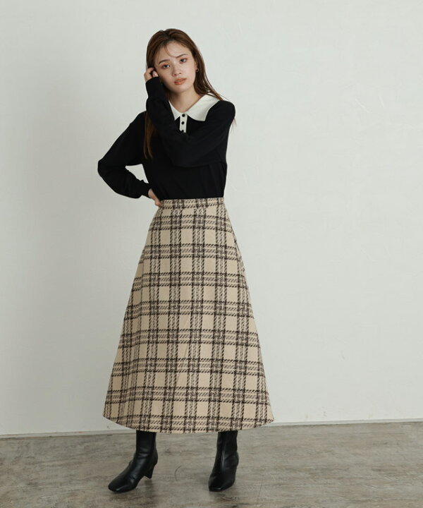 44 N°21 ヌメロ 千鳥柄 ロングスカート 42 N°21 ヌメロ 千鳥柄 ロング  
