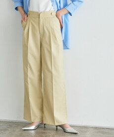 ハイウエストボタンパンツ ☆ パンツ ハイウエスト ゴールドボタン タック シーズンレス 上品 スリット シンプル 着回し ピエロ 送料無料