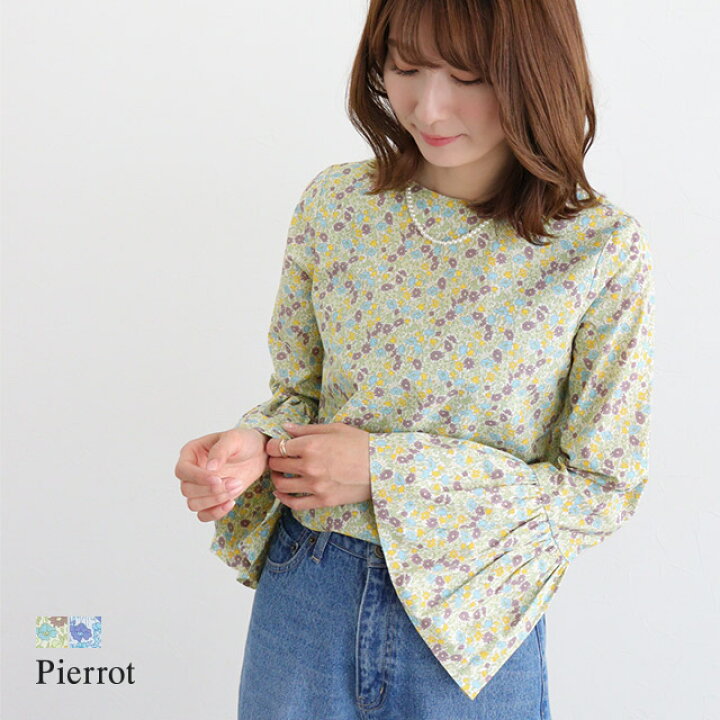 楽天市場】【期間限定1,000円OFFクーポン】花柄ベルスリーブブラウス 