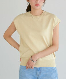 フレンチスリーブラメニット ☆ サマーニット ニット ラメ フレンチスリーブ 上品 シンプル 華やか トレンド 天竺編み 着回し ピエロ 【Pierrot】
