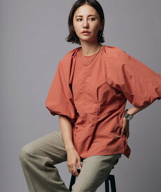 【3/10〜全品10％OFFクーポン】[RASW]バルーンスリーブブラウス ☆ ブラウス バルーン袖 フェミニン カジュアル ナイロン素材 マット シボ感 モード ピエロ 送料無料